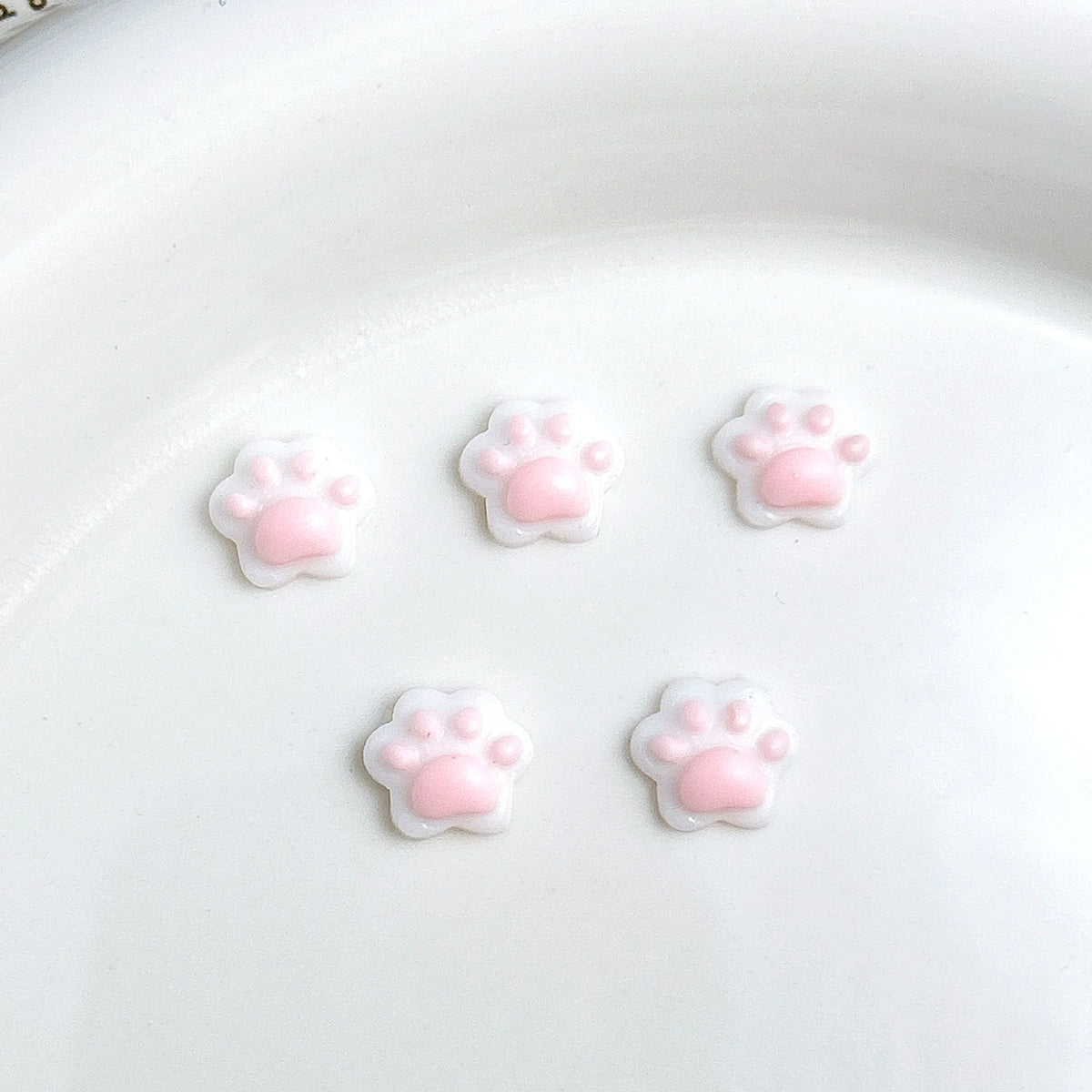 30-Pack Kawaii Puppy & Cat Paw Resin Nail Charms – Luminous Double-Color Nail Art Decorations