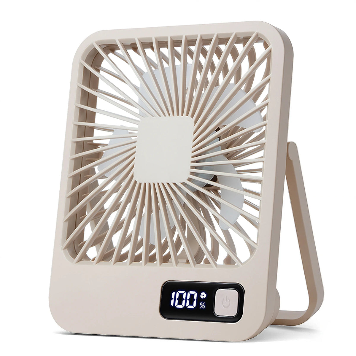 USB Rechargeable Portable Desk Fan — 180° Foldable Personal Table Fan, 5-Speed Quiet Fan with Battery Power Display
