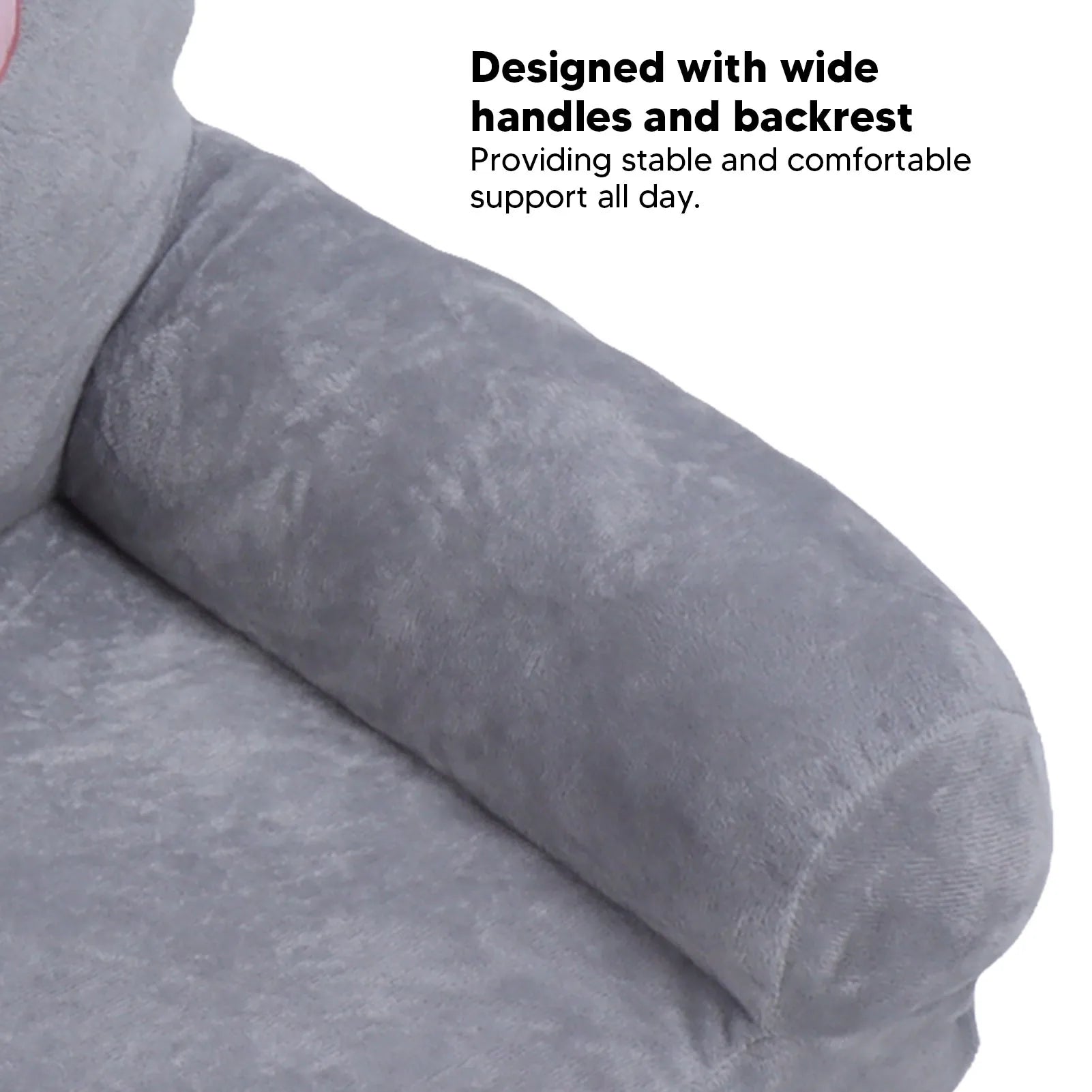 Cartoon Gray Dog Kids Sofa Foldable Toddler Chair - Soft Breathable Plush Armrest for Reading, Relaxing & Napping