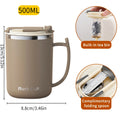 500ml (16.9oz) 304 Stainless Steel Double-Layer Insulated Travel Mug with Handle, Sealed Vacuum Flask