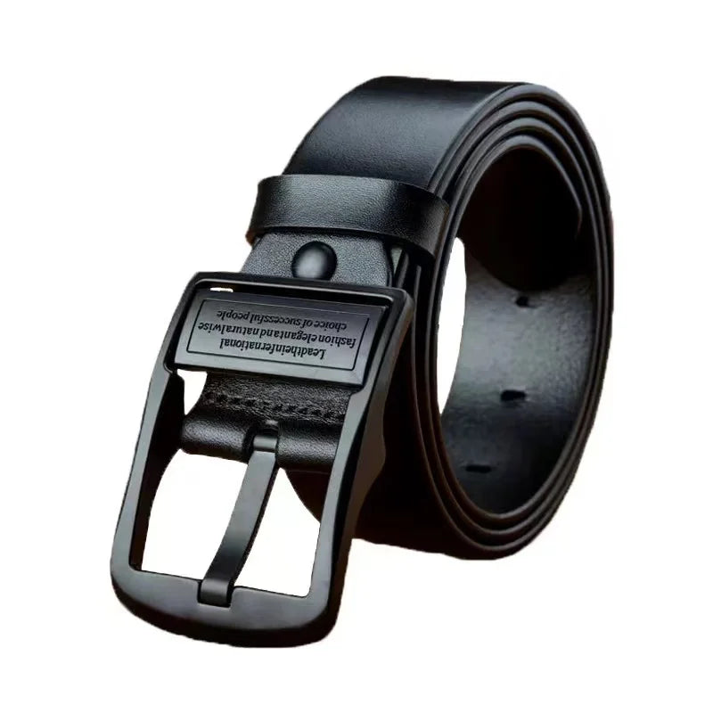 Men's Leather Cowhide Belt 1.5 in (3.8 cm) Metal Pin Buckle - Casual Business Jeans