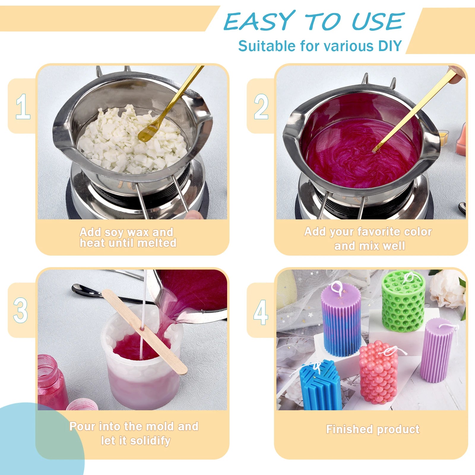 Additive-Free Natural Soy Wax Flakes for DIY Candle Making 50/100/250/500/1000 g