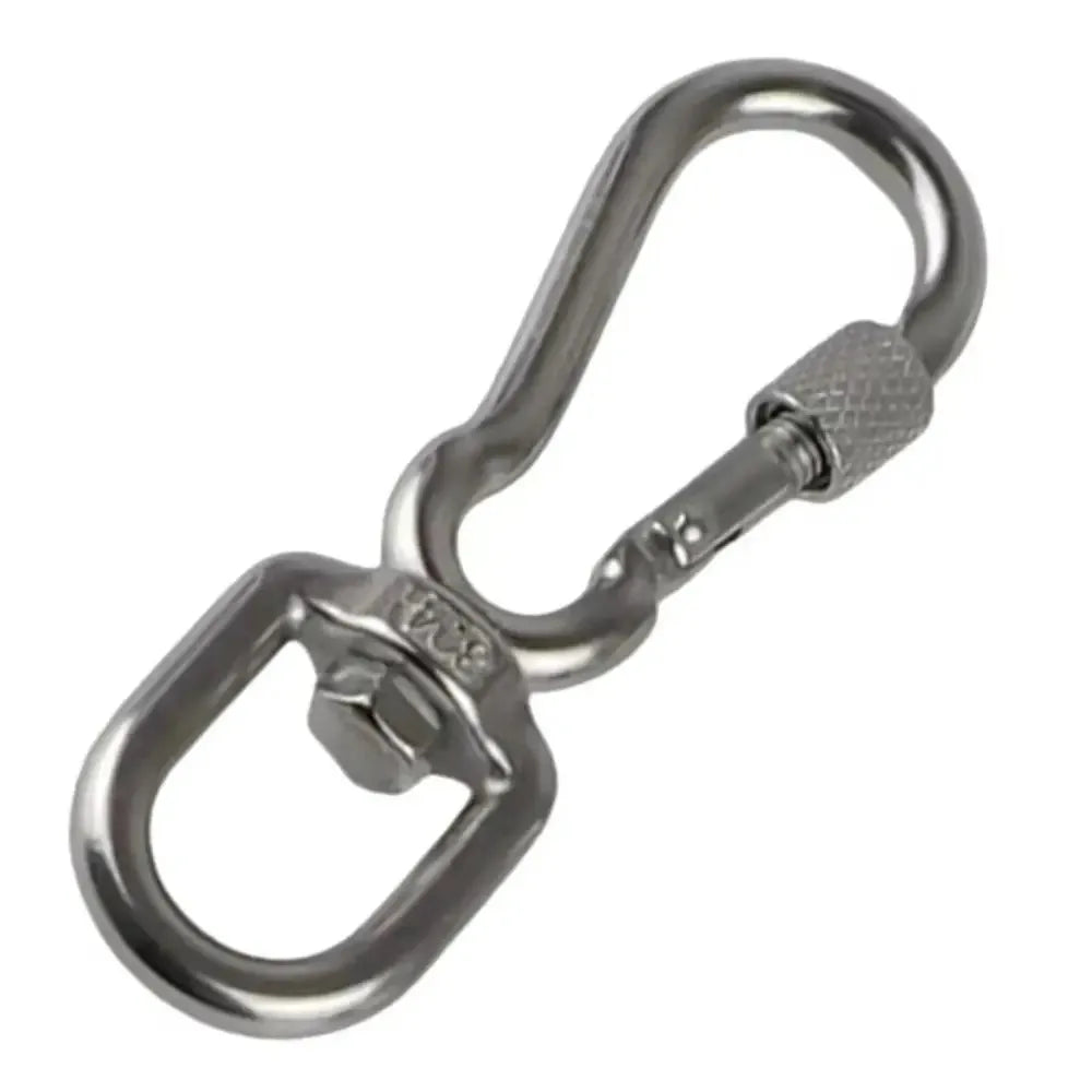 Stainless Steel Locking Swivel Snap Hook Carabiner for Dog Leash — Quick-Release 360° Tangle-Free