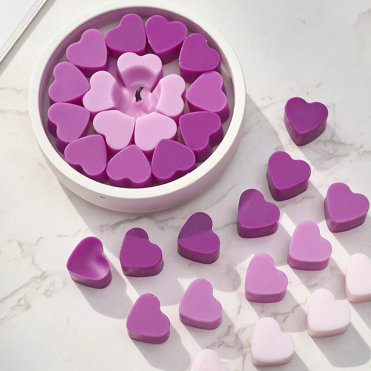 55-Cavity Heart Silicone Mold - DIY Candle, Chocolate & Soap Kit for Valentine's Day