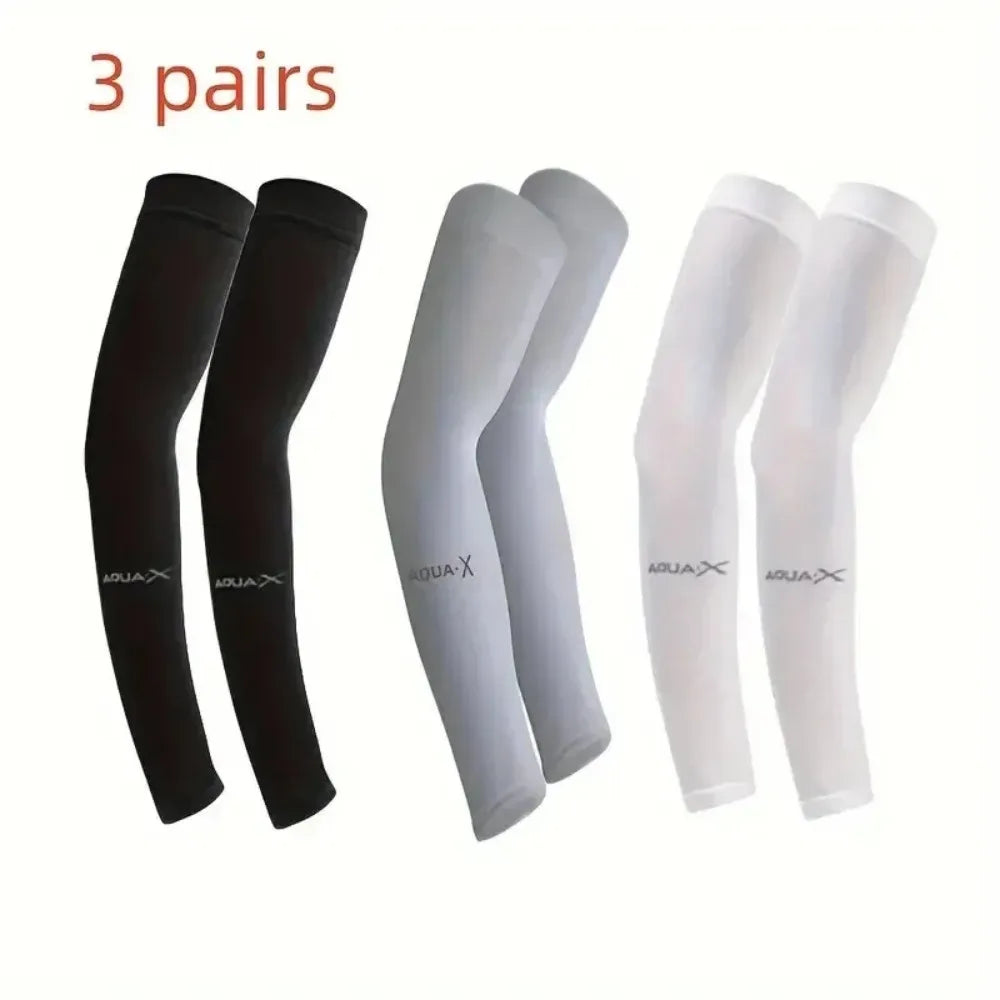 Cooling Arm Sun Sleeves 3 Pairs – Breathable UV Sun Protection for Hiking, Cycling & Fishing