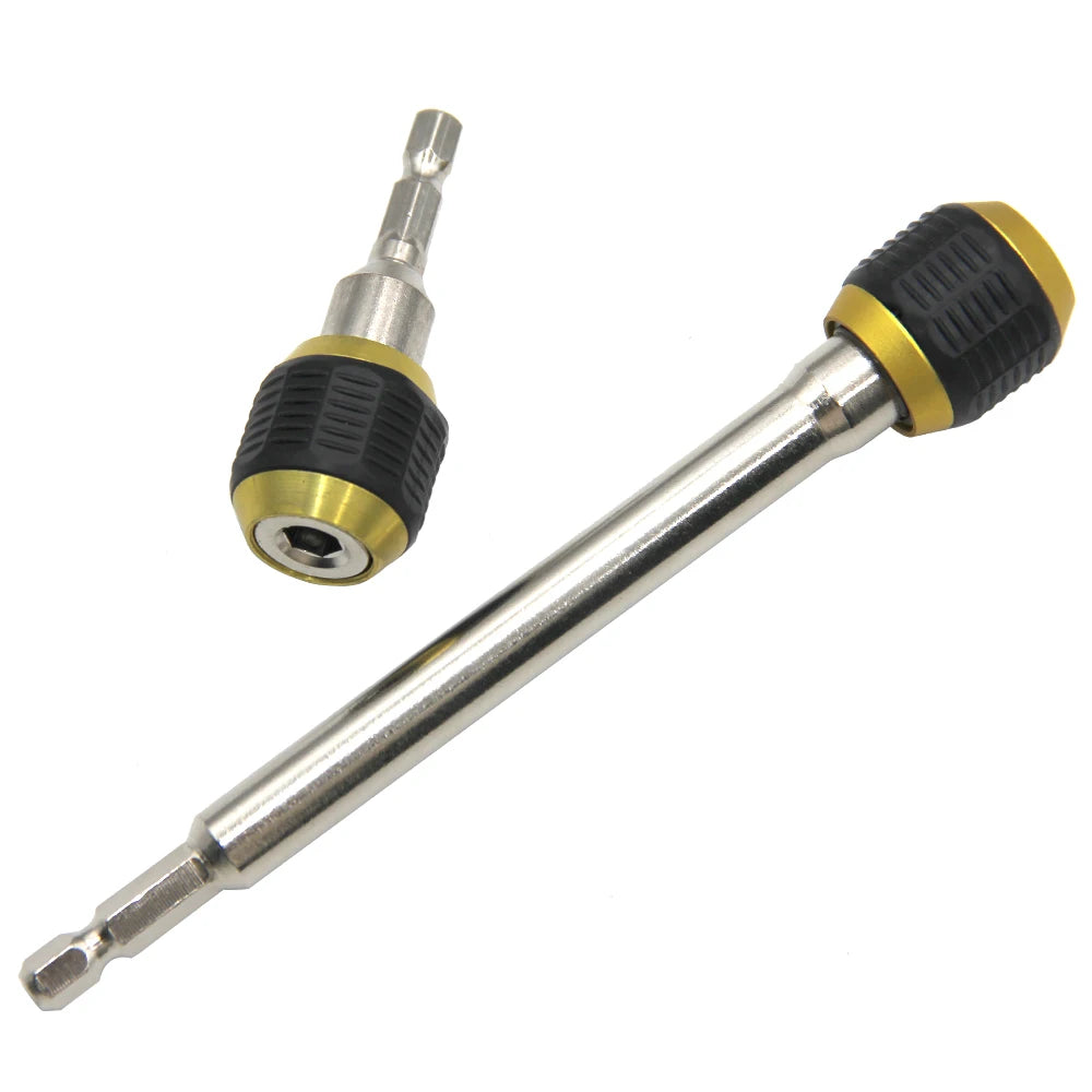1/4-Inch (6.35mm) Hex Quick-Release Bit Holder Extension Rod — Pop-Up Self-Locking 60mm / 150mm Drill Driver Adapter