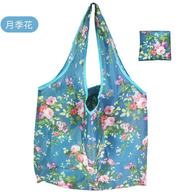 Foldable Reusable Grocery Tote Bag, Lemon Print Eco-Friendly Travel & Beach Pouch