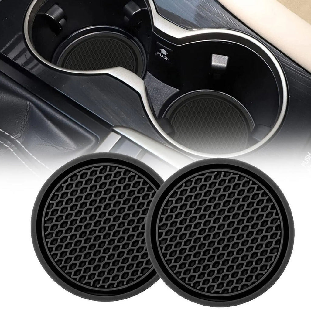 2-Pack Rhinestone Non-Slip Car Cup Holder Coasters – Diamond Silicone Cup Mat (2.77 in / 7 cm)