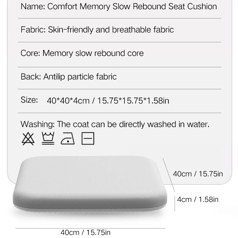 Ergonomic Memory Foam Seat Cushion for Office Chair, Car, Wheelchair & Sofa