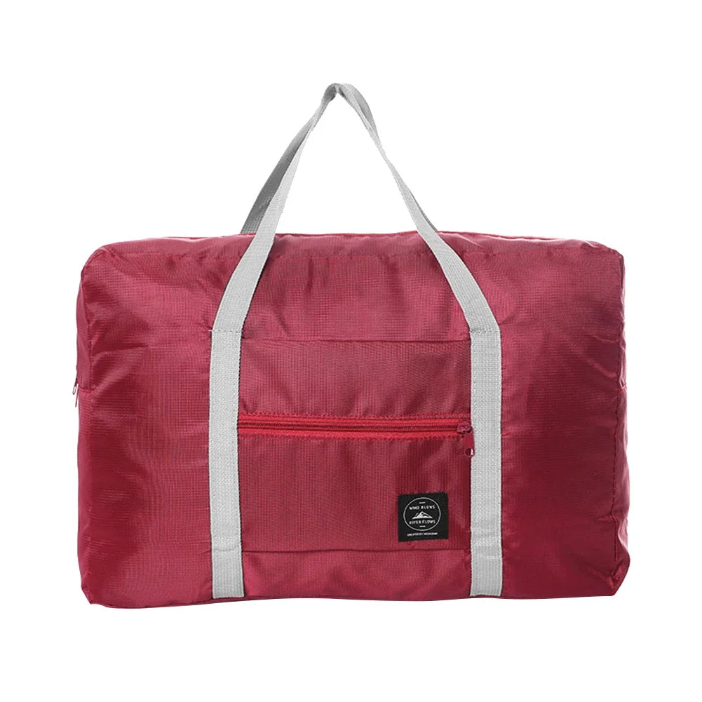 Solid Color Waterproof Foldable Travel Bag Lightweight Large Capacity Luggage Tote 18.9×12.6×6.3 in (48×32×16 cm)