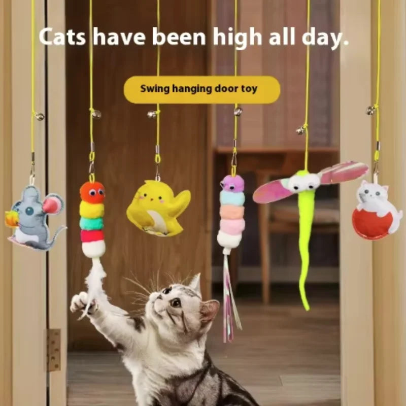 Interactive Hanging Feather Wand Cat Toy