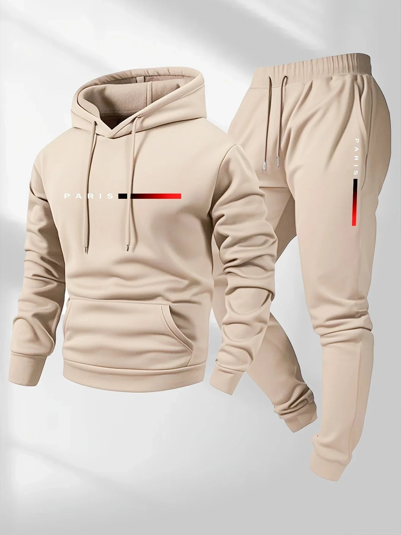 Men's Fleece Hoodie & Jogger Set – Letter Print Pullover Tracksuit for Fall Winter Casual Sportswear