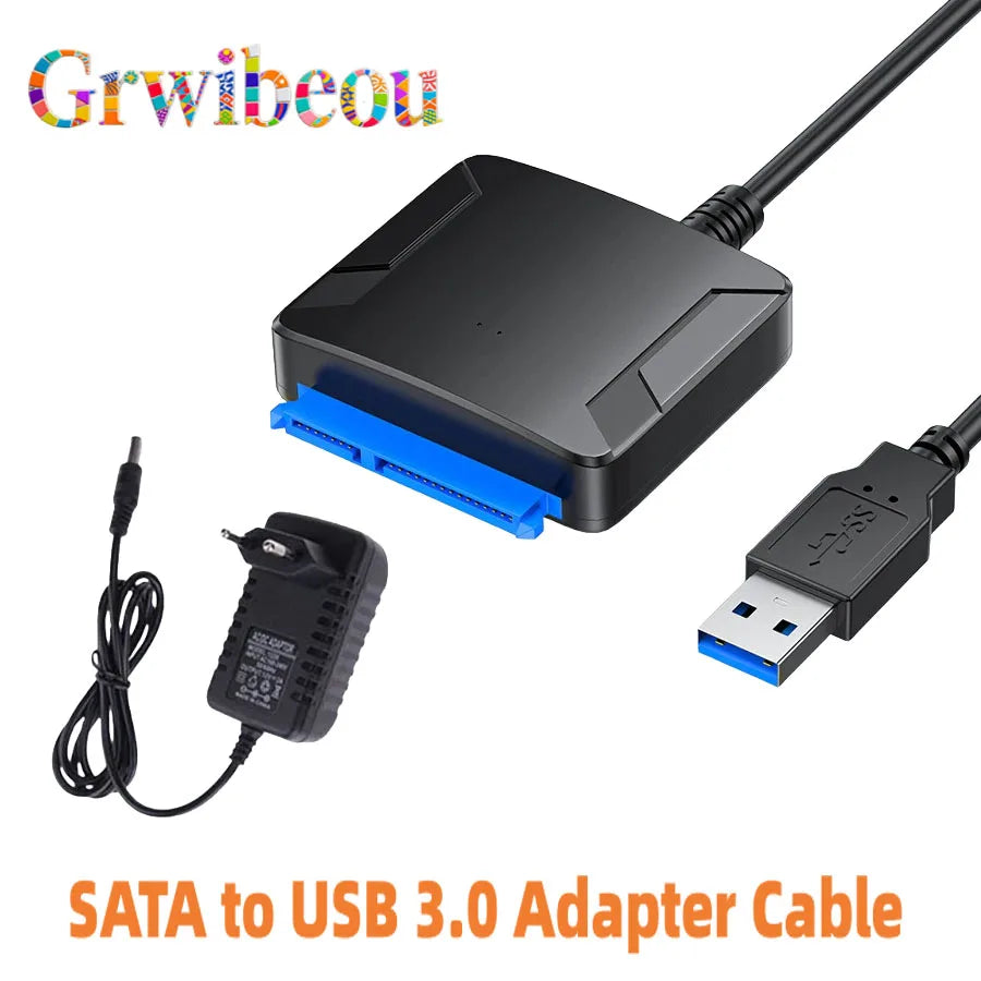 USB 3.0 to SATA Adapter Cable for 2.5-inch & 3.5-inch HDD/SSD - 5Gbps External Converter with 12V Power Adapter