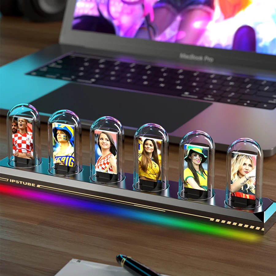 Glow Tube Clock 1.14-Inch (29 mm) IPS Display - RGB Smart App-Controlled Night Light & Ambient Table Lamp