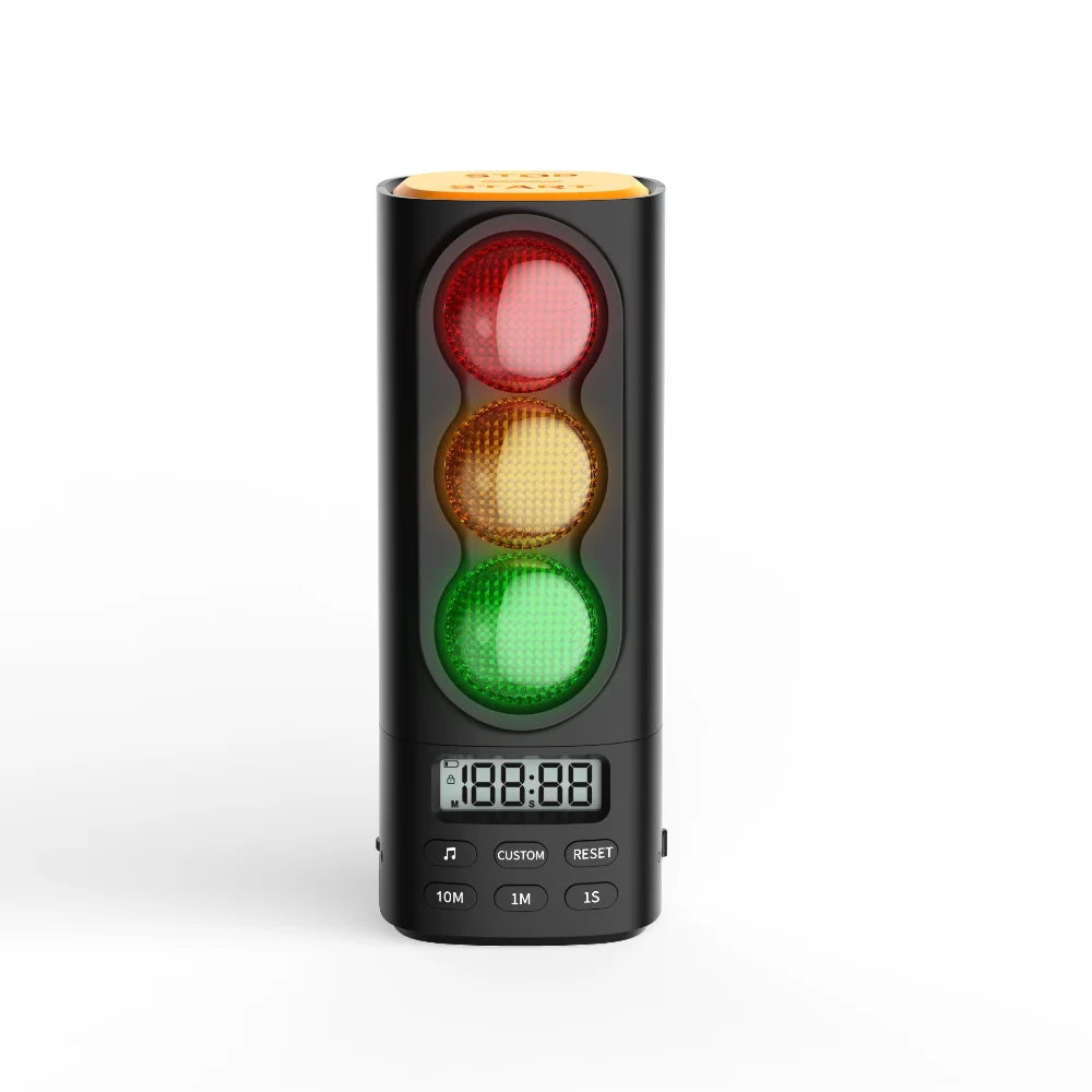 Traffic Light Visual Timer USB-C Rechargeable Digital Countdown with Audio & LCD Display for Kids Classroom Home Kitchen