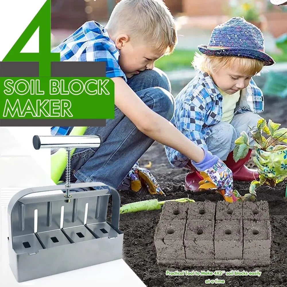2-Inch (5 cm) Handheld Soil Block Maker - Manual Seedling Soil Blocker for Greenhouse & Home Garden
