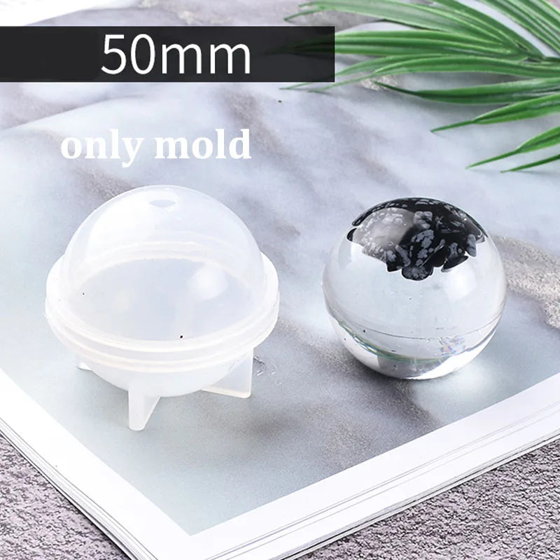 Sphere Silicone Resin Mold 20–100 mm (0.8–3.94 in) Round Clear Ball for UV & Epoxy Resin Crafts