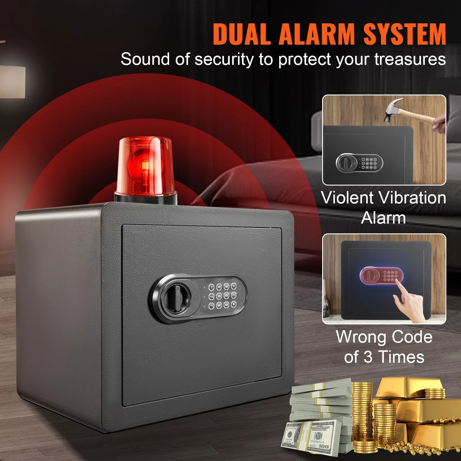 Electronic Digital Home Safe 1.2 cu ft (34 L) - Keypad Lock with Override Keys for Jewelry, Cash & Documents