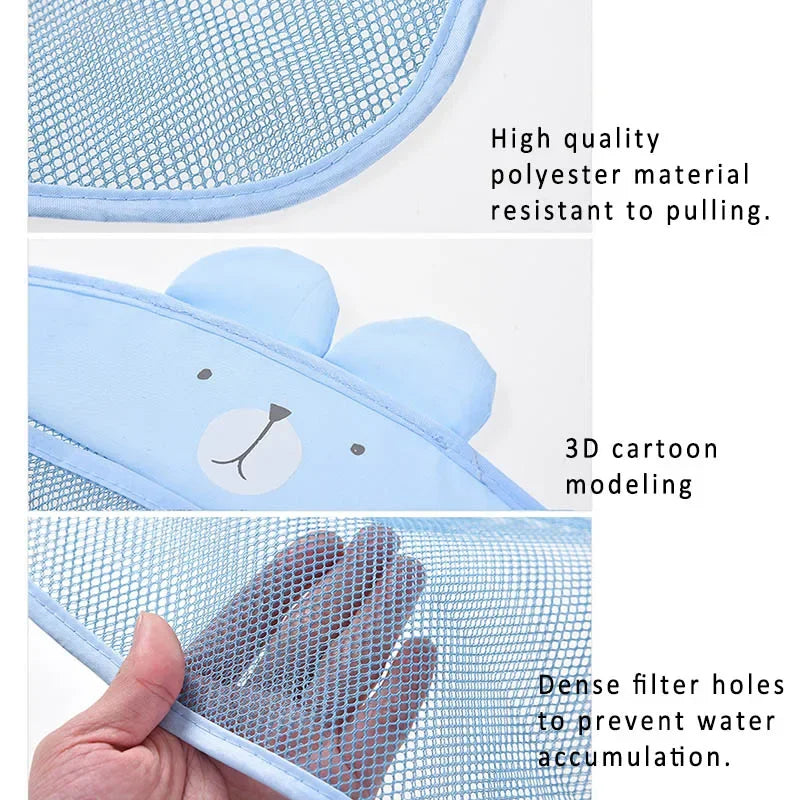 Baby Bath Toy Mesh Organizer with Suction Cups - Cartoon Animal Storage Bag for Kids