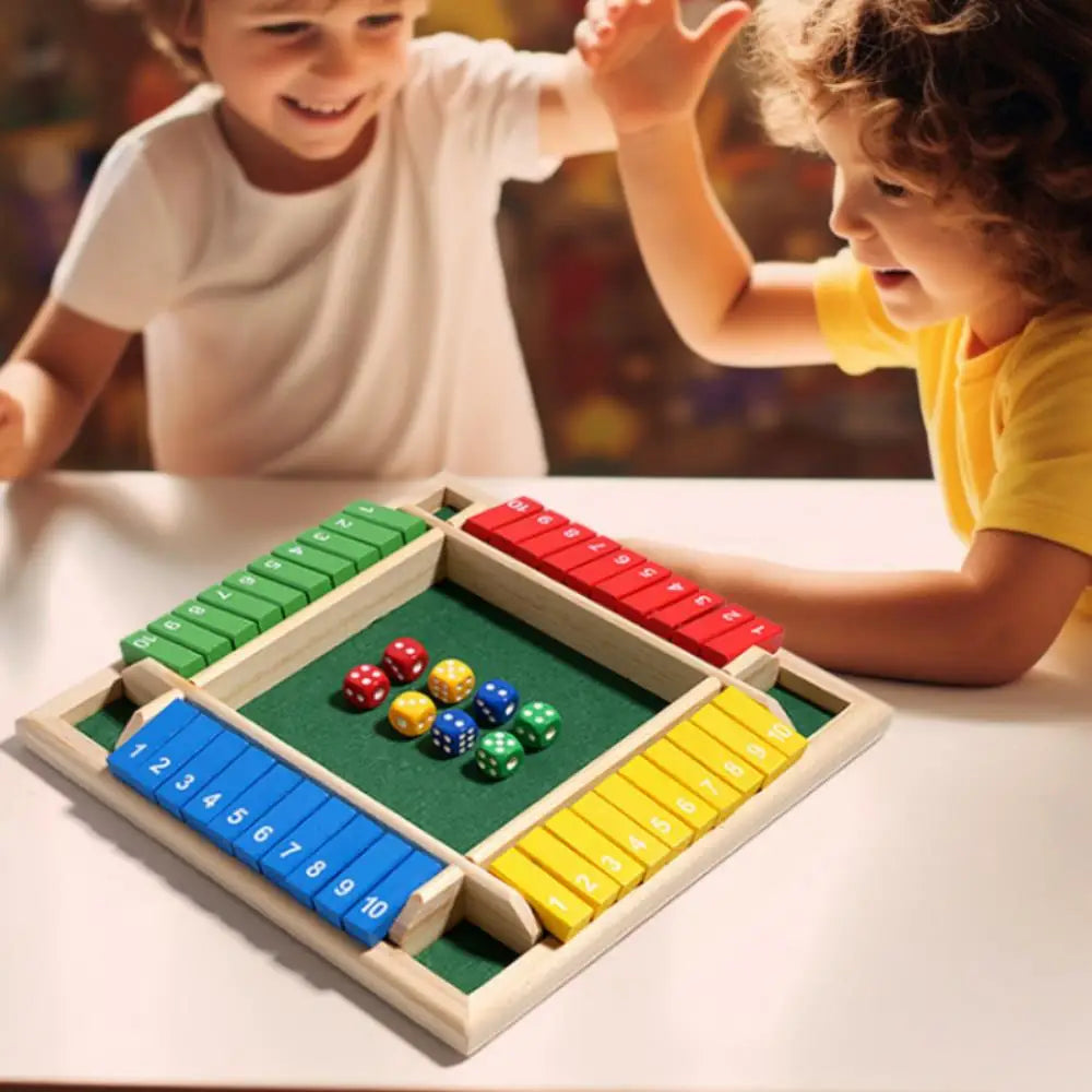 Wooden Arithmetic Dice Game Shut the Box 4-Player Party & Family Number Game