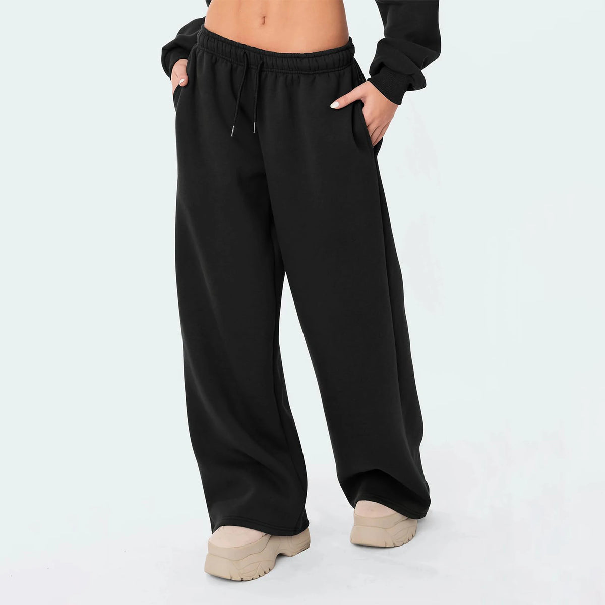Women's High Waist Wide Leg Joggers - Y2K Baggy Drawstring Sweatpants, Casual Athletic Trousers