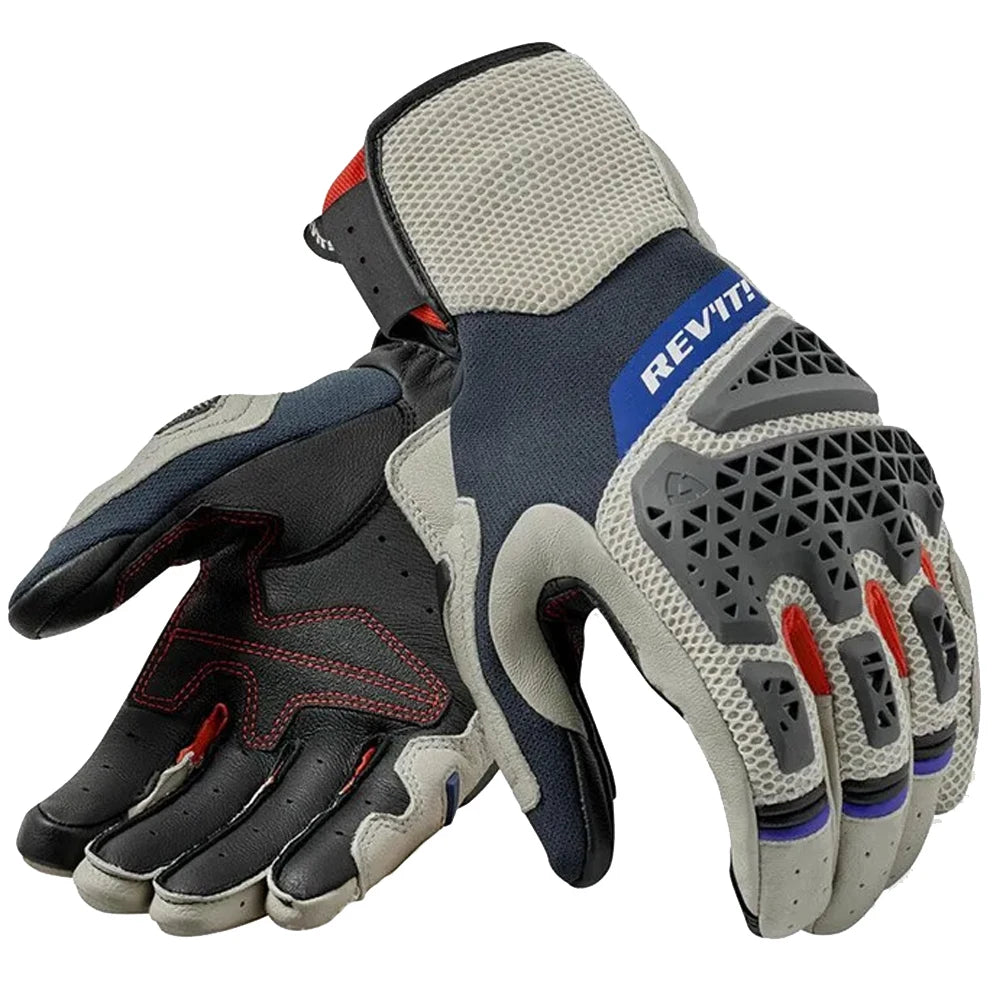 Leather Mesh Motorcycle Gloves for Men — Touchscreen Full-Finger Riding Gloves with Knuckle & Palm Protection