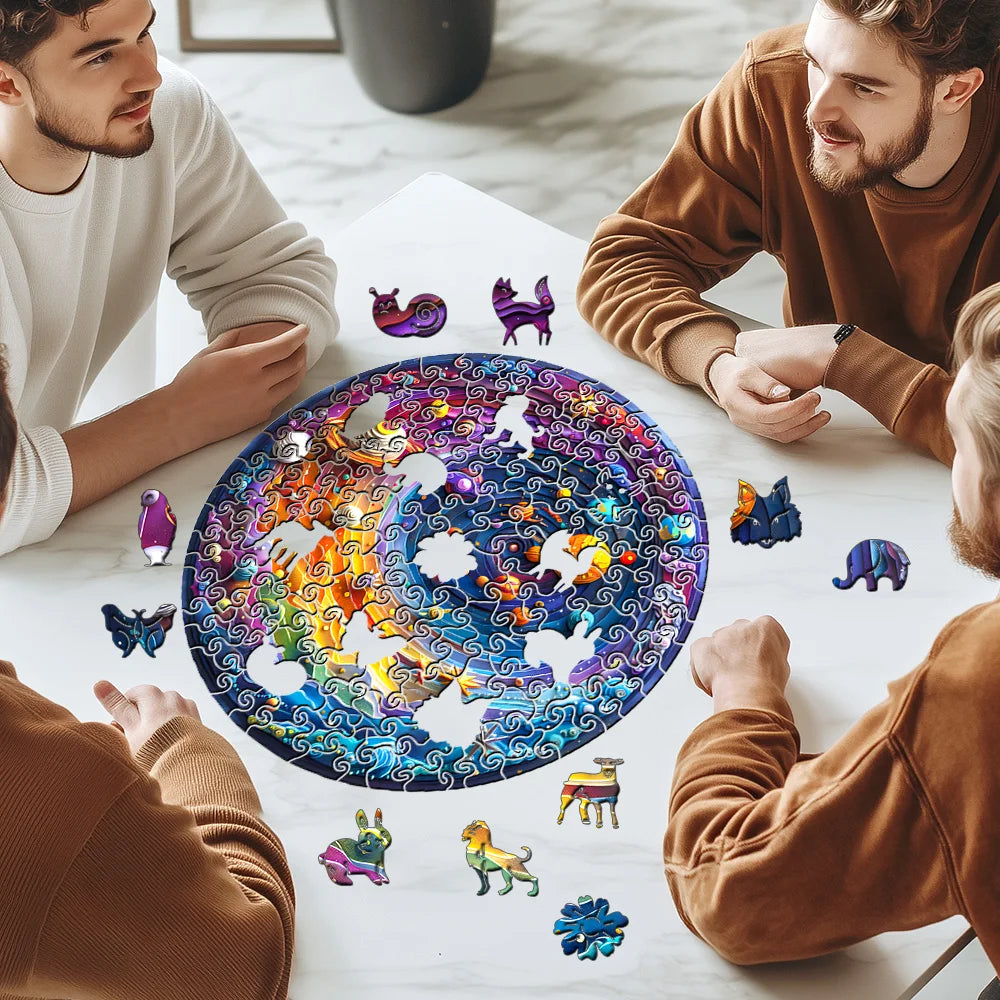 Wooden Space Planet Jigsaw Puzzle — Irregular Shape Family Game Gift for Adults & Kids
