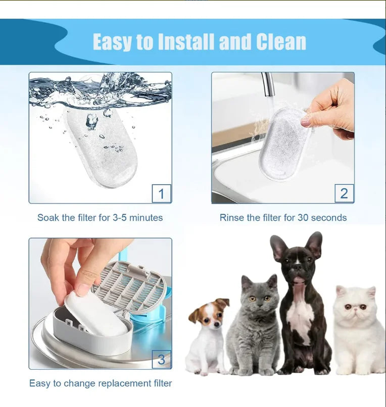 Activated Carbon Replacement Filters for Pet Water Fountains - Universal Cat & Dog Filter Chips