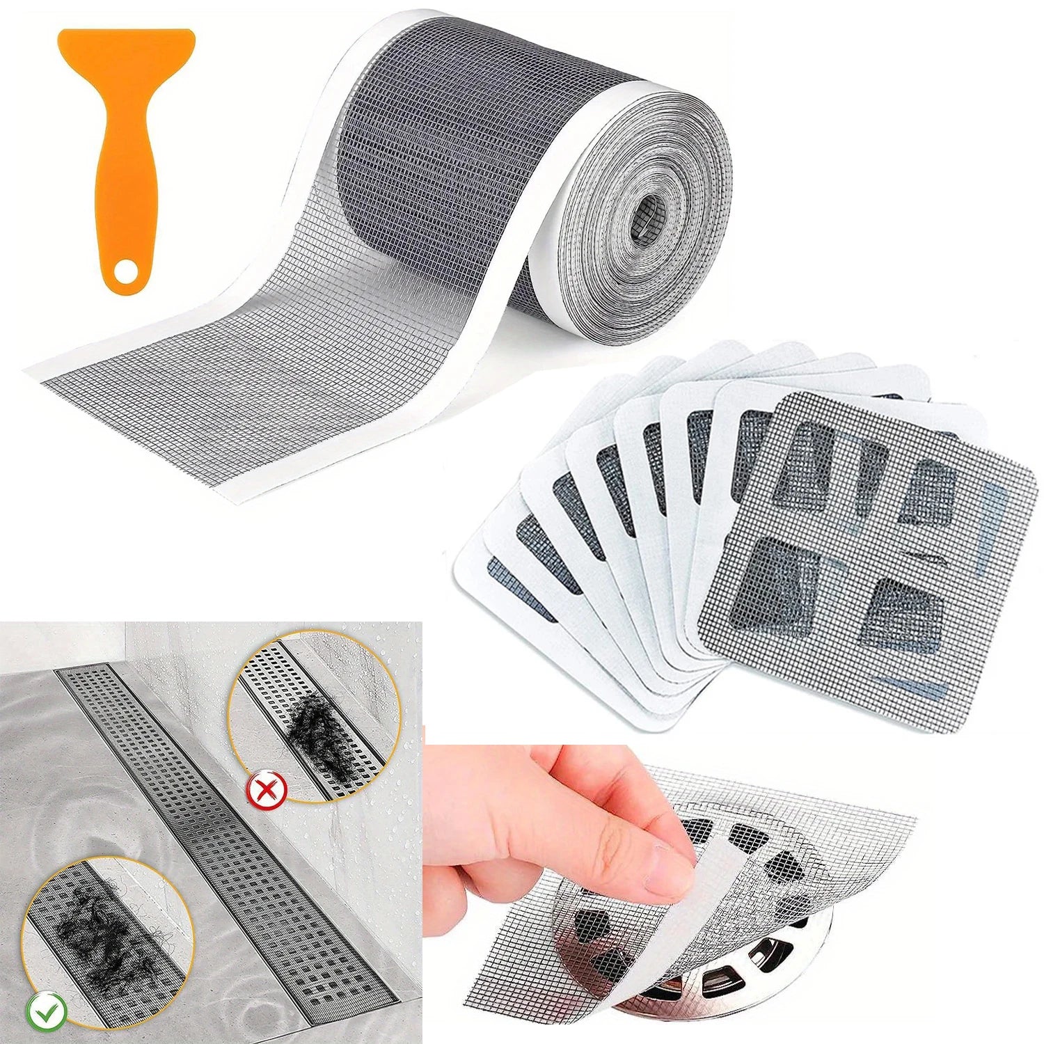Disposable Shower Drain Hair Catcher Mesh Strainer – Floor & Sink Drain Covers for Bathroom and Kitchen
