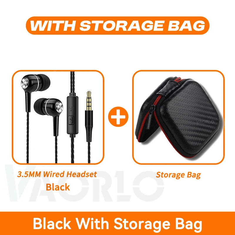3.5mm Wired In-Ear Headphones with Microphone - HiFi Heavy Bass Stereo Earbuds for Gaming & Sports