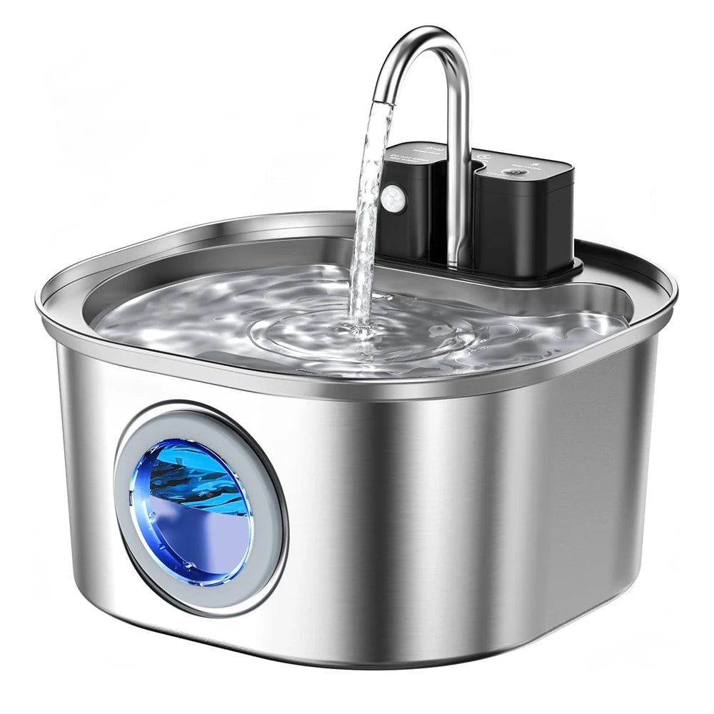 3L Stainless Steel Automatic Pet Water Fountain - Wireless Rechargeable Sensor for Cats & Dogs
