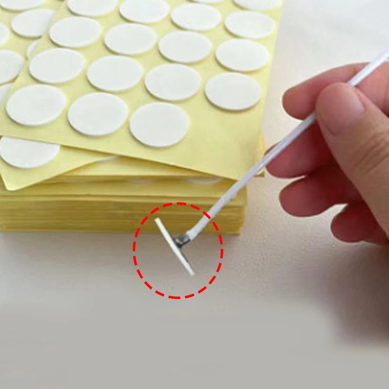 240-Pack 14mm (0.55 in) Candle Wick Stickers Heat-Resistant Double-Sided Adhesive for Centering Wicks