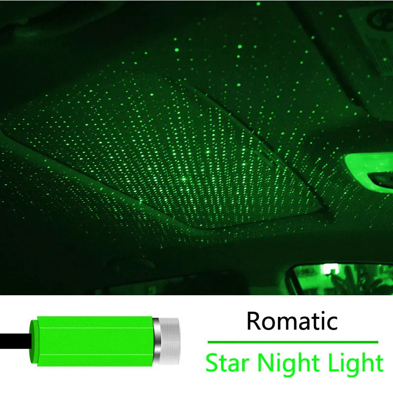 Adjustable LED Car Star Projector Roof Light - USB Romantic Galaxy Atmosphere Night Lamp