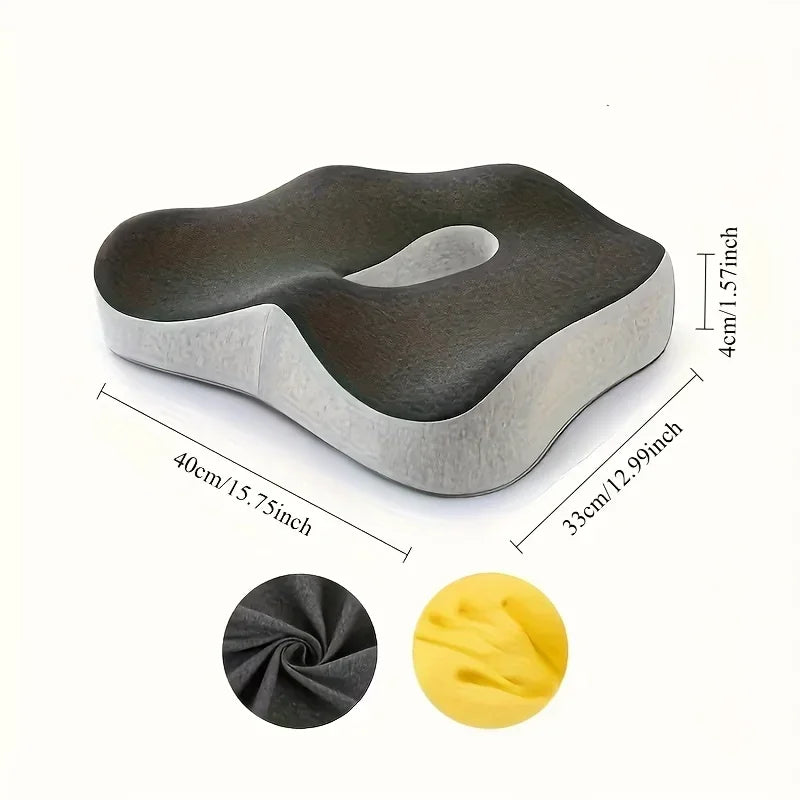 Ergonomic 3-Zone Memory Foam Seat Cushion with Lumbar Support - Breathable Posture Corrector for Office, Car & Wheelchair