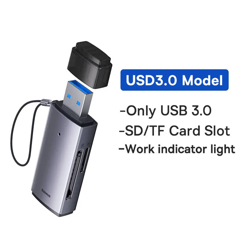 USB-C & USB 3.0 SD/MicroSD Card Reader - Dual SD/TF Slots, 104MB/s, Supports up to 2TB