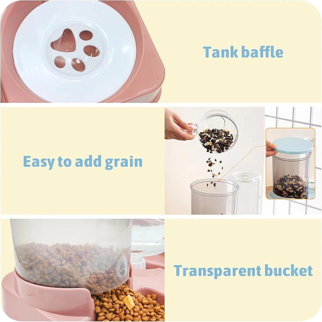 Automatic 2-in-1 Gravity Pet Feeder & Water Dispenser — Tilted Food and Waterer for Cats & Small Dogs