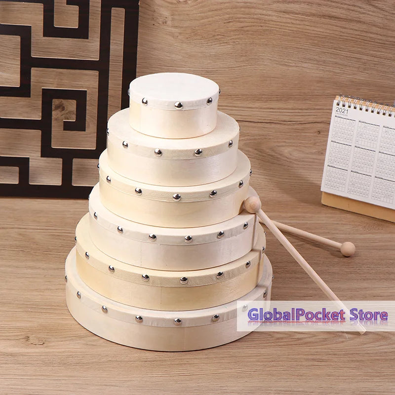 Wooden frame drum with mallet, view 5