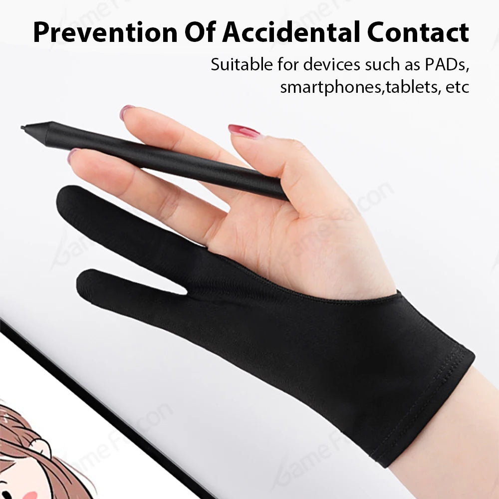2-Finger Drawing Glove for Touchscreen Tablets & Phones – Anti-Sweat Anti-Fouling Stylus Glove for Digital Artists
