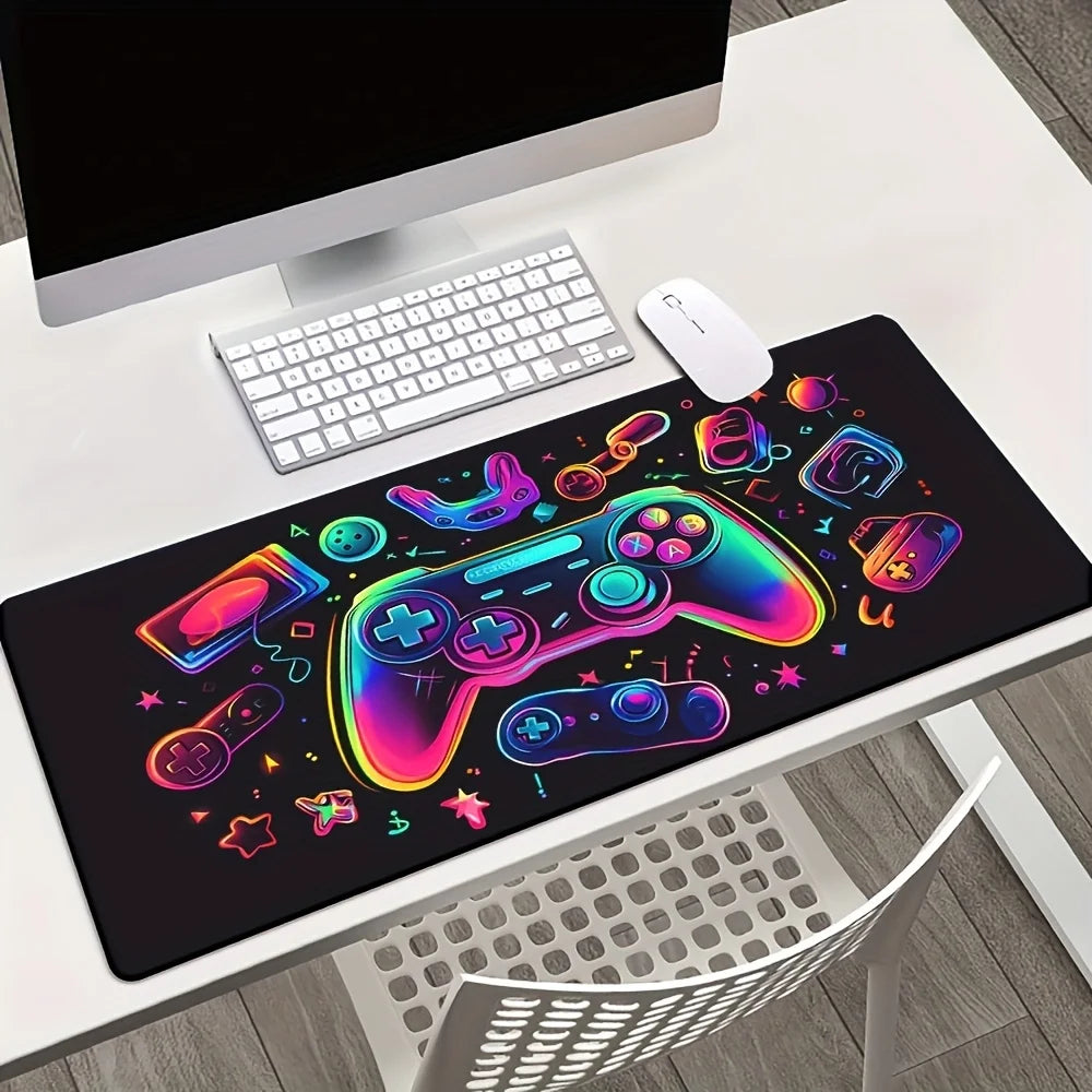 XXL Glowing Game Controller Mouse Pad, HD Printed Gaming Desk Mat for Keyboard & PC