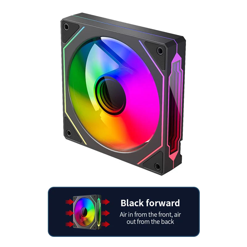 Infinite Mirror ARGB 120mm (4.72 in) PWM PC Case Fan — 5V 3-Pin ARGB & 12V 4-Pin PWM, 800–2000 RPM, Hydro Bearing