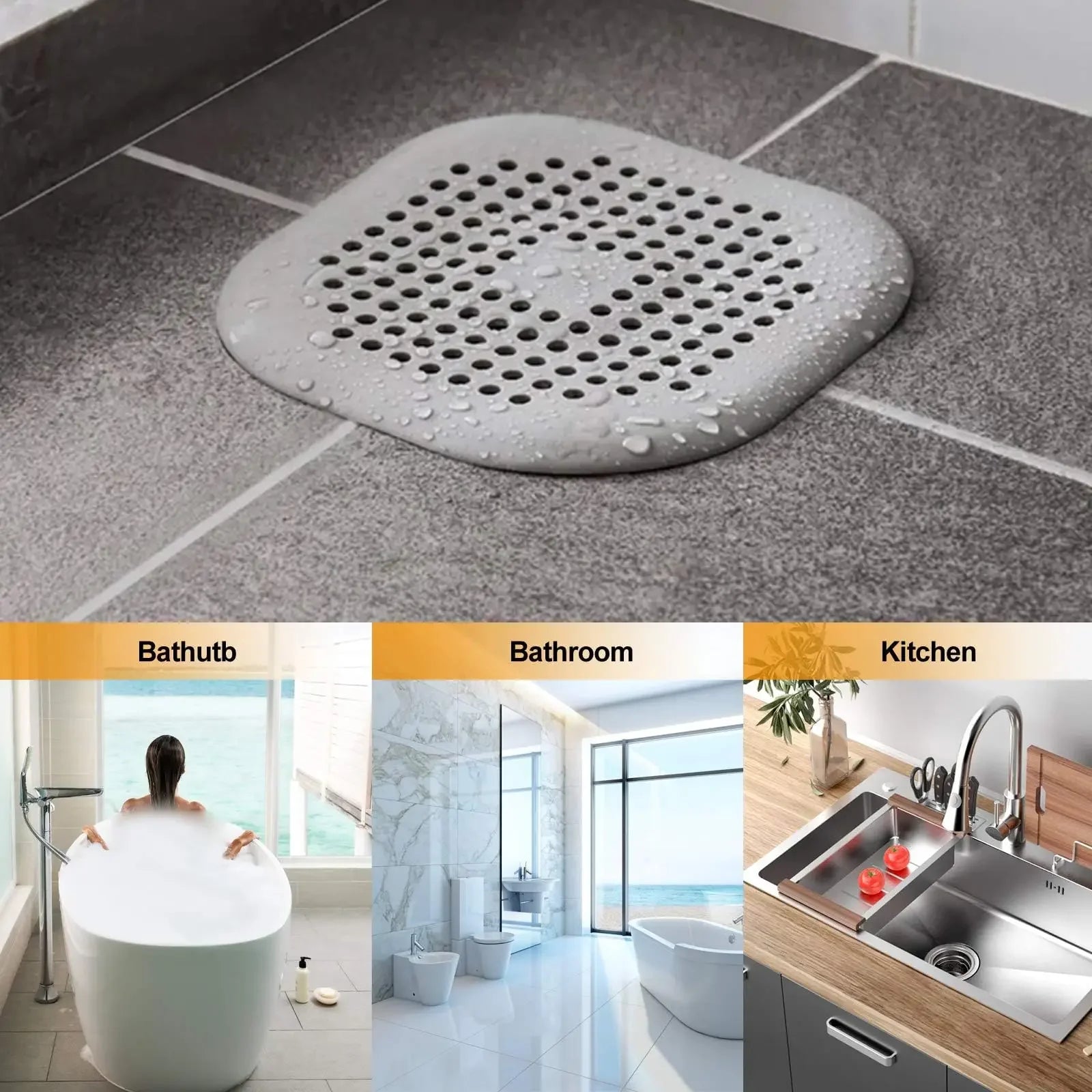Silicone Suction Hair Catcher Shower Drain Strainer — Sink & Bathtub Plug Stopper