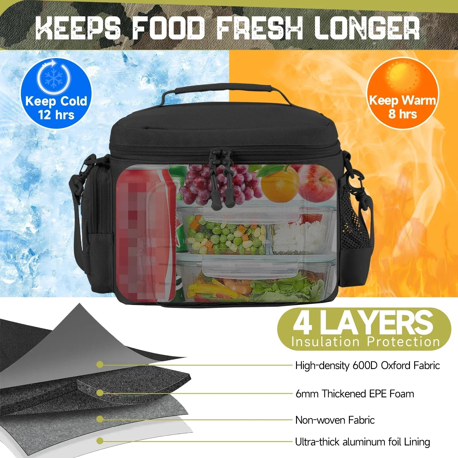 13L (3.4 Gal) Tactical Insulated Cooler Bag – Heavy-Duty Picnic Lunch Backpack for Camping & Outdoor