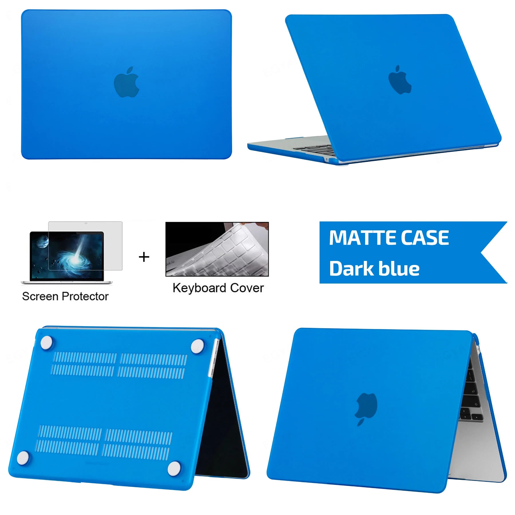 Hard Shell Protective Laptop Case for MacBook Air & Pro 13/13.6/14/16 Inch – PVC Snap-On Cover with Keyboard Cover & Screen Protector