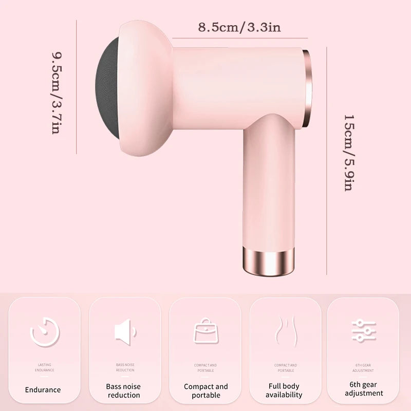 Wireless Handheld Massage Gun – Portable Rechargeable Percussion Massager for Neck, Shoulder, Back & Waist (Pink/White)