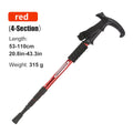 Folding 4-Section Telescopic Trekking Pole - Lightweight Aluminum Hiking Stick with T-Handle, Adjustable 21-43 in (53-110 cm)
