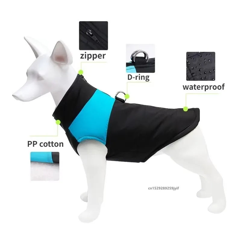 Waterproof Padded Dog Coat – Warm Winter Vest Jacket with Zipper for Small, Medium & Large Dogs