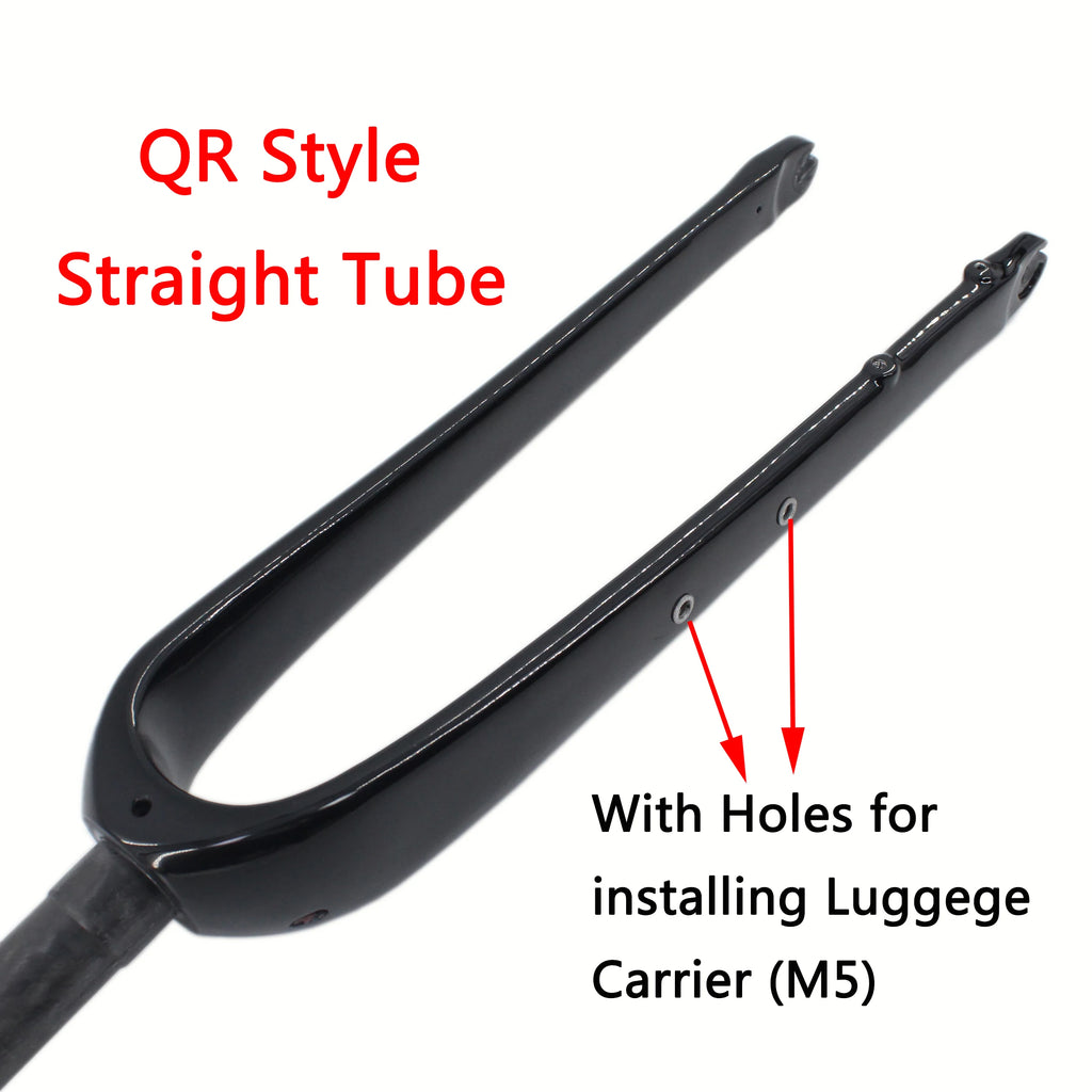 700C Full Carbon Gravel & Cyclocross Road Bike Fork — Flat Mount Disc Brake, Rack/Fender Mount, Tapered or Straight Steerer