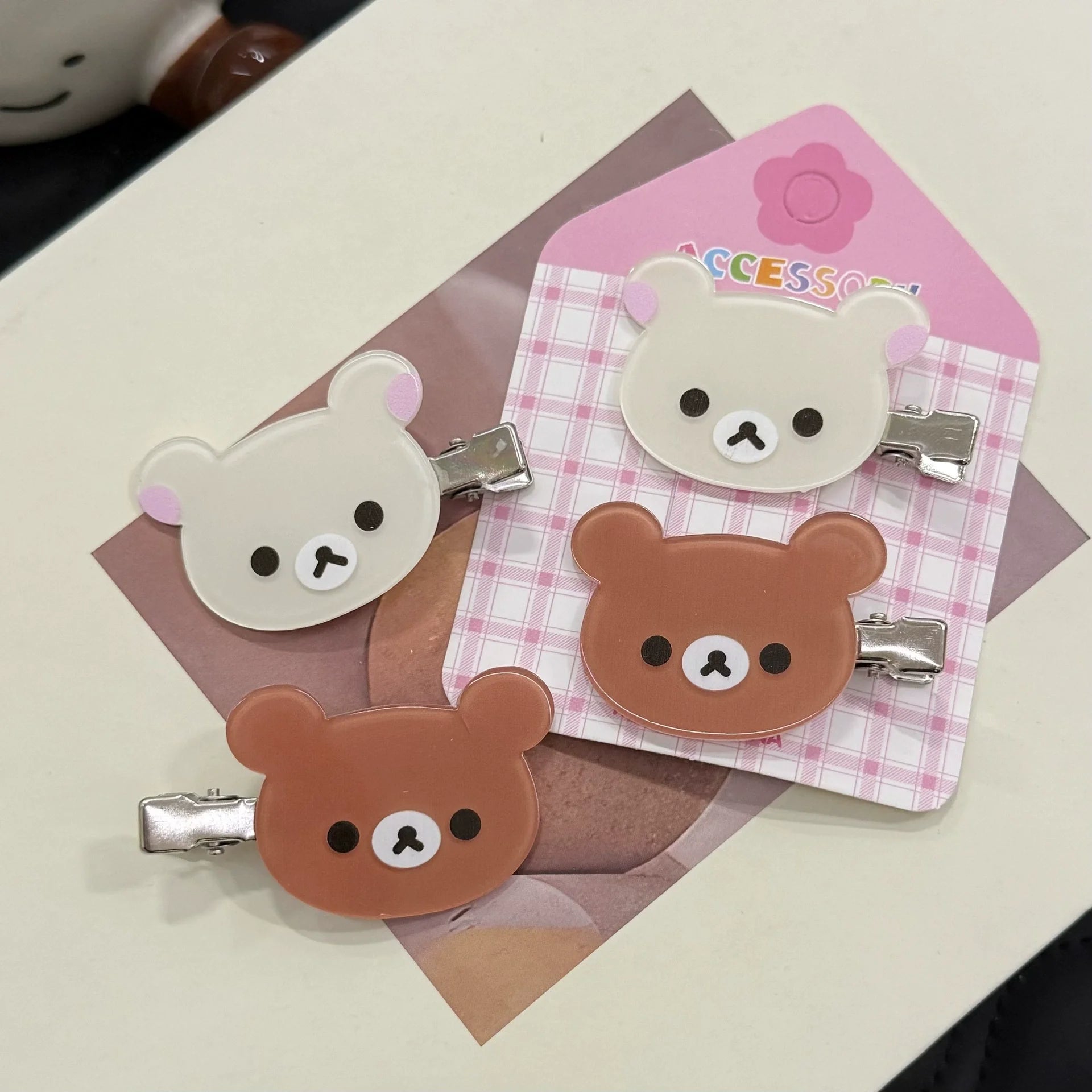 Cartoon Relax Bear Acrylic Duckbill Hair Clip - Cute Kawaii Side Bang Hairpin for Women & Girls, Student Hair Accessory Gift