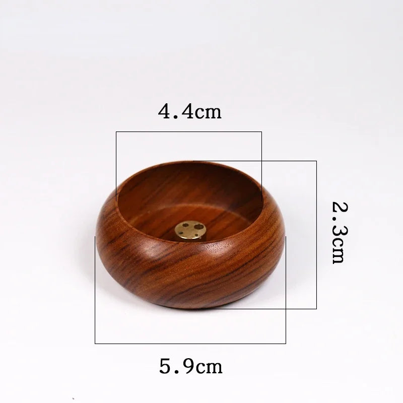Rosewood Mini Incense Holder Bowl, 4-Hole Wooden Stick Incense Burner for Home Decor & Aromatherapy