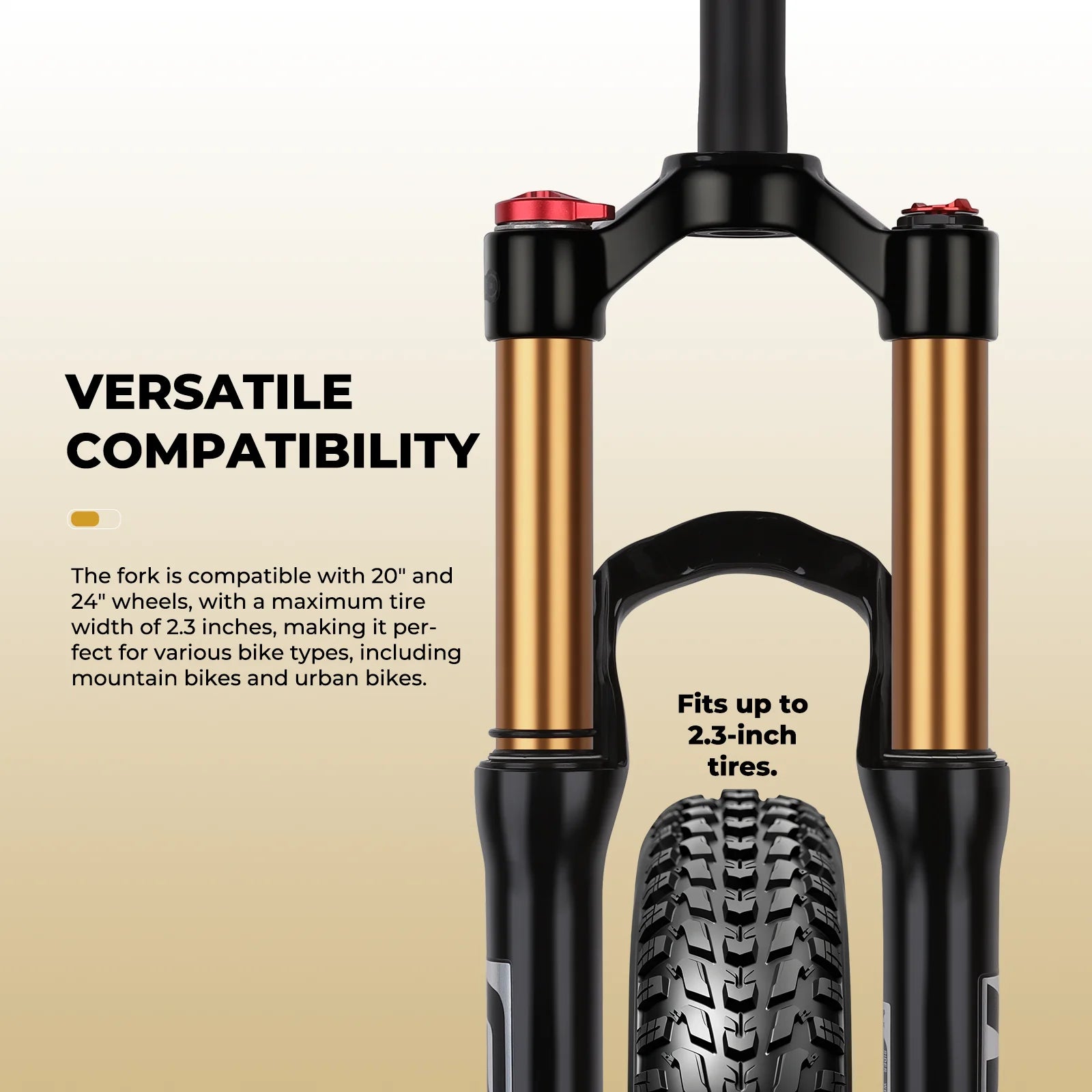 Air & Oil Suspension Fork for 20-inch / 24-inch Bikes, Alloy Upper & Magnesium Lower, Remote Lockout, 100–135 mm (3.9–5.3 in) Travel